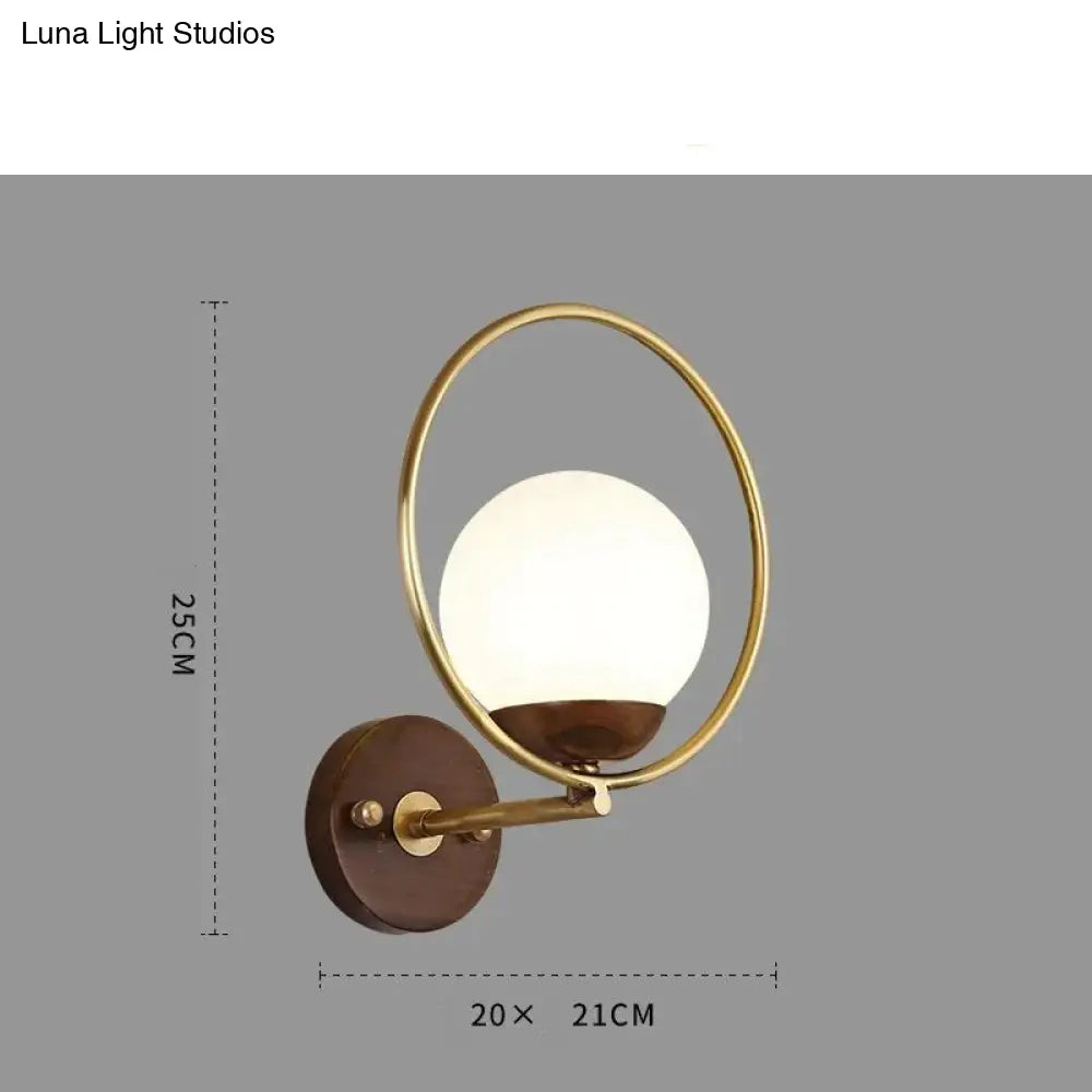 Walnut Creative Bedroom Study Walkway Wall Lights Simple Wood Copper Lamps