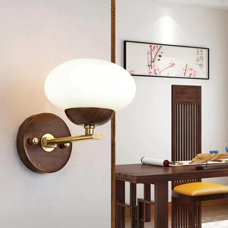 Walnut Creative Bedroom Study Walkway Wall Lights Simple Wood Copper Wall Lights