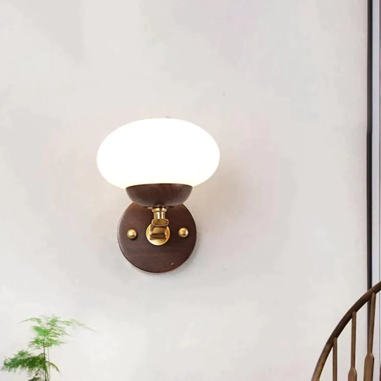 Walnut Creative Bedroom Study Walkway Wall Lights Simple Wood Copper Lamps
