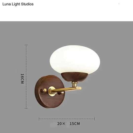 Walnut Creative Bedroom Study Walkway Wall Lights Simple Wood Copper A / White-Light Lamps