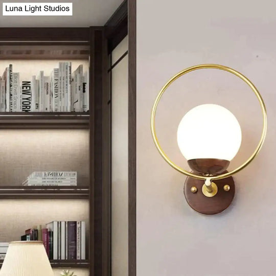 Walnut Creative Bedroom Study Walkway Wall Lights Simple Wood Copper Lamps