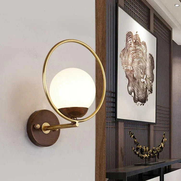 Walnut Creative Bedroom Study Walkway Wall Lights Simple Wood Copper Wall Lights