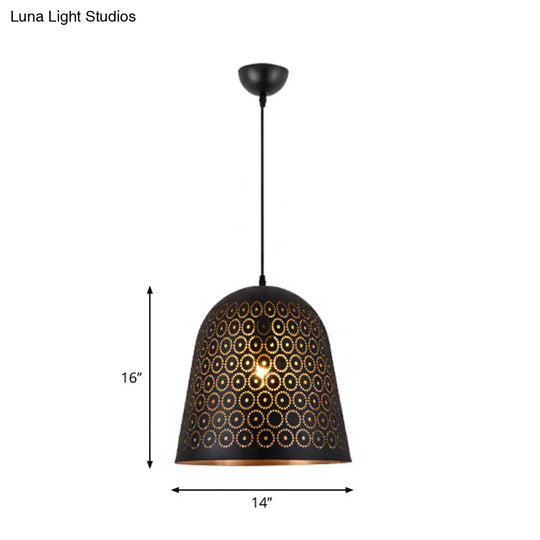 Modern Metallic Black Pendant Light For Restaurants: 1-Head Cylinder/Oval Design With Warehouse