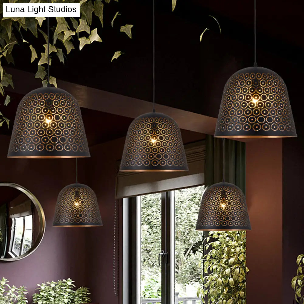 Modern Metallic Black Pendant Light For Restaurants: 1-Head Cylinder/Oval Design With Warehouse