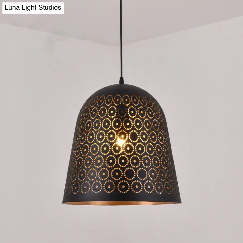 Modern Metallic Black Pendant Light For Restaurants: 1-Head Cylinder/Oval Design With Warehouse