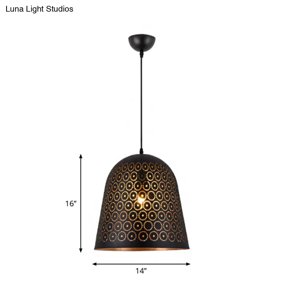 Warehouse Patterned Pendant Lamp Kit - Metallic Black Ceiling Light For Restaurant