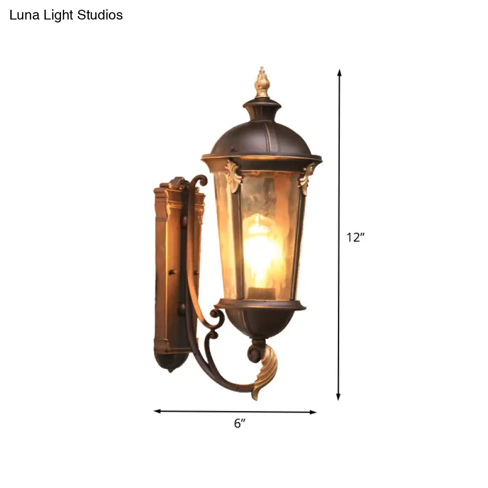 Water Glass Sconce Outdoor Wall Mount Light With Dark Coffee Urn Fixture