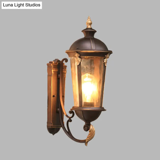 Water Glass Sconce Outdoor Wall Mount Light With Dark Coffee Urn Fixture