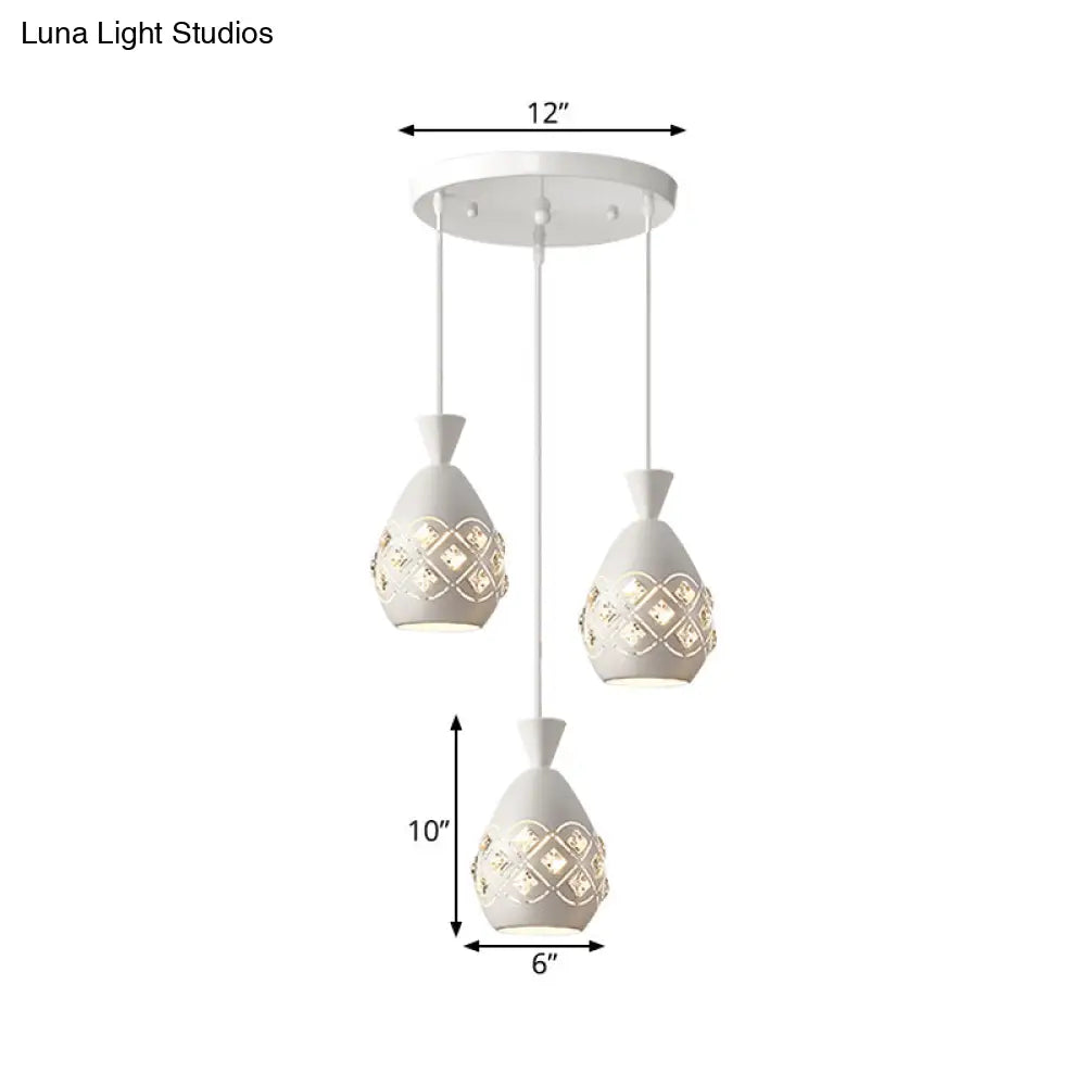 Waterdrop Crystal Pendant With Modern Multi-Light Design For Dining Room Suspension - White