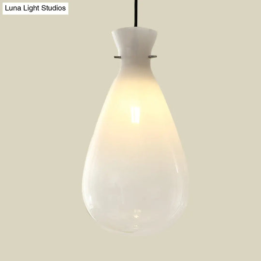 Waterdrop Glass Pendant Light - Simple White 1-Light Ceiling Lamp For Restaurants