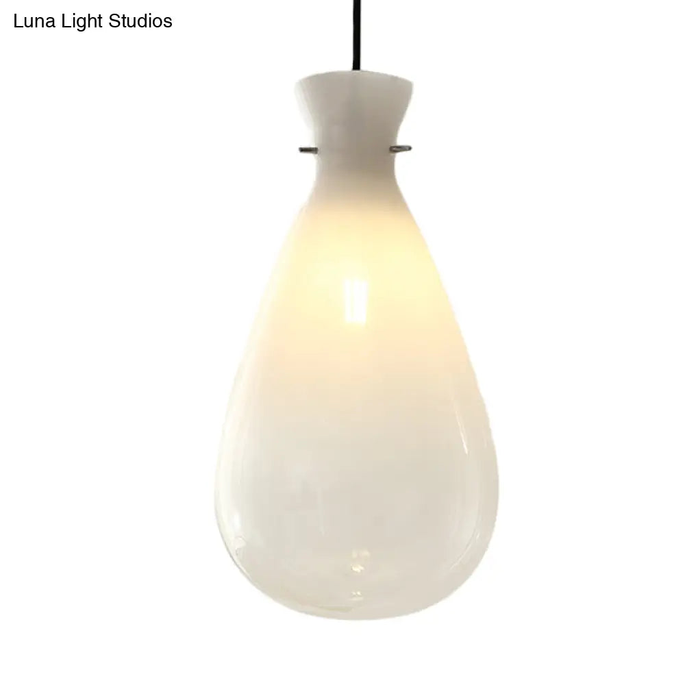 White Glass Waterdrop Hanging Light For Restaurant Ceilings - 1-Light Suspension Lamp