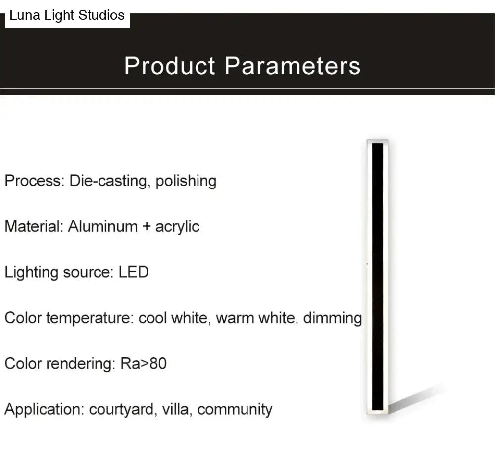 Waterproof Outdoor Lighting Tall Led Wall Lamp Ip65 Aluminum Dimmable Light Garden Porch Sconce