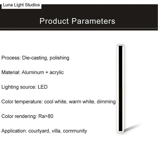 Waterproof Outdoor Lighting Tall Led Wall Lamp Ip65 Aluminum Dimmable Light Garden Porch Sconce