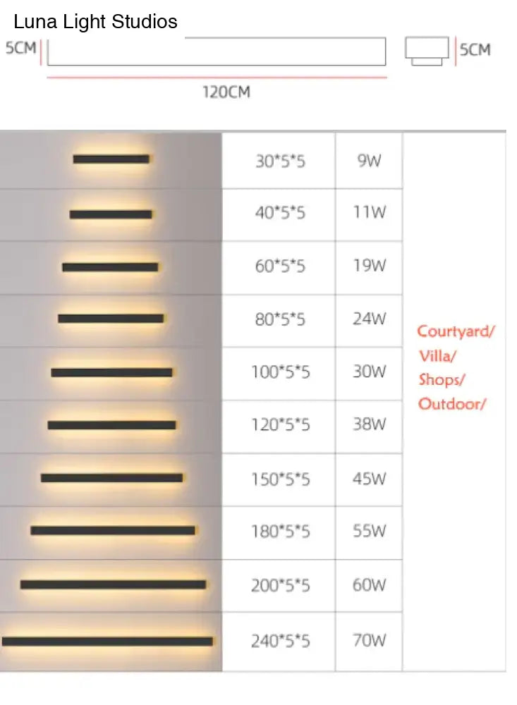 Waterproof Outdoor Wall Lamp Led Long Ip65 Aluminum Light Garden Villa Porch Sconce Luminaire