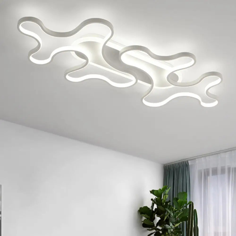 Wave Acrylic Flush Mount Led Ceiling Light In Simple Style - White /