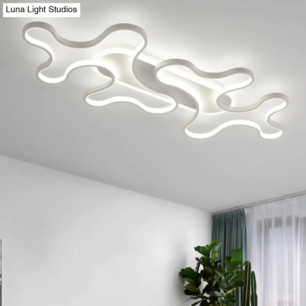 Wave Acrylic Flush Mount Led Ceiling Light In Simple Style - White /