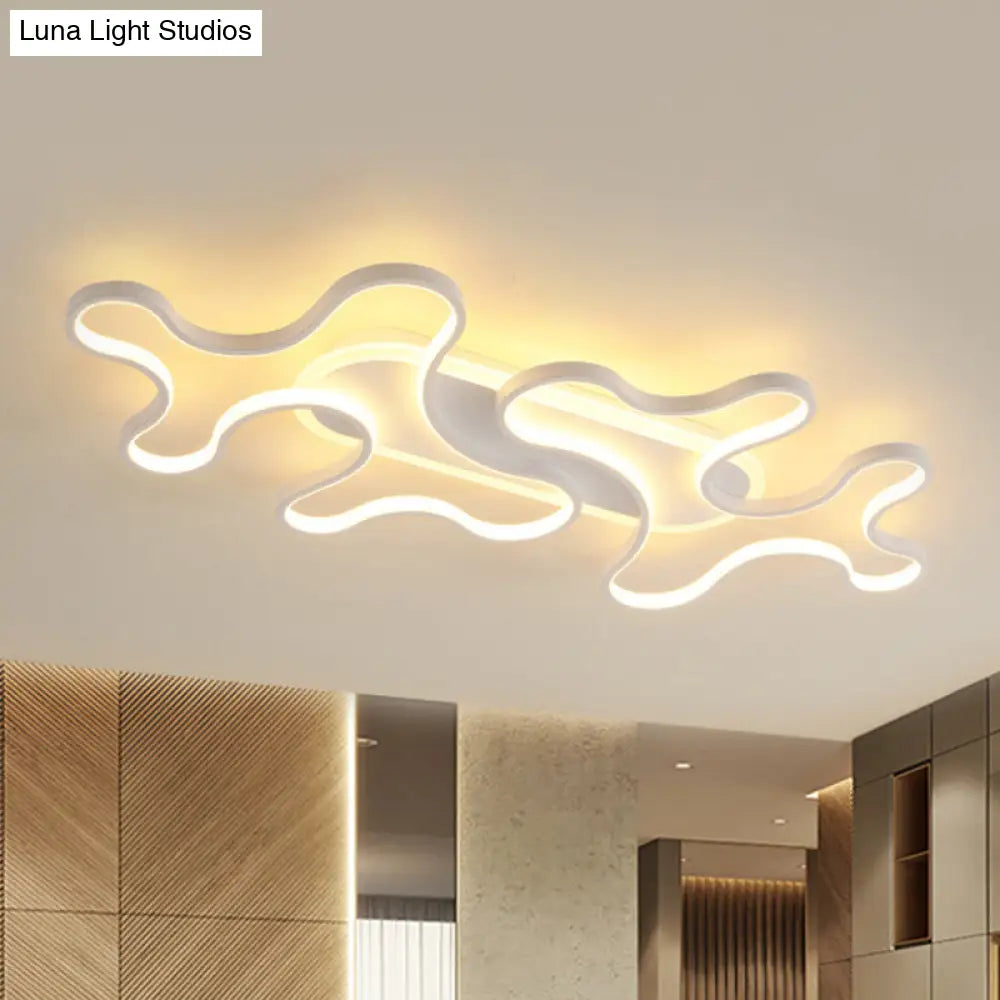 Wave Acrylic Flush Mount Led Ceiling Light In Simple Style - White / Warm