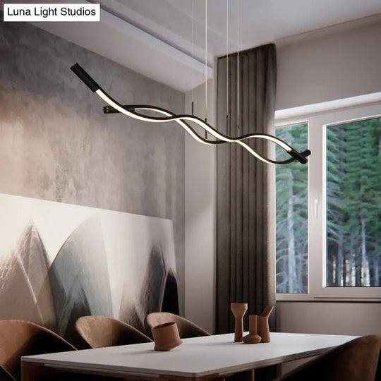 Wave Shaped Aluminum Pendant Lamp - Minimalistic Dining Room Island Lighting