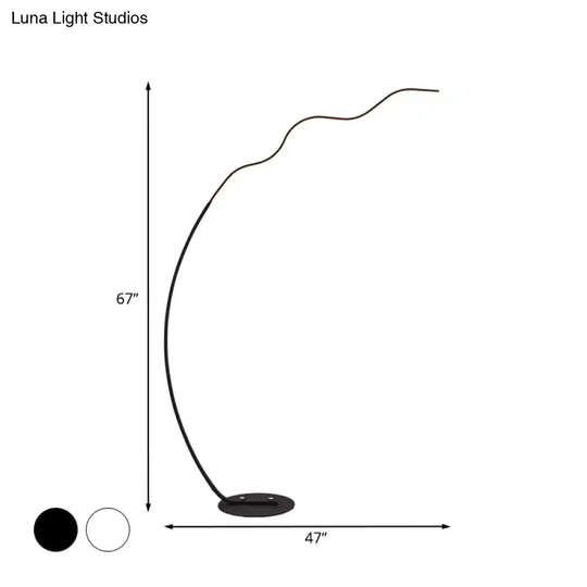 Wave-Shaped Led Metal Standing Lamp With Warm/White Light - Contemporary Floor Lighting