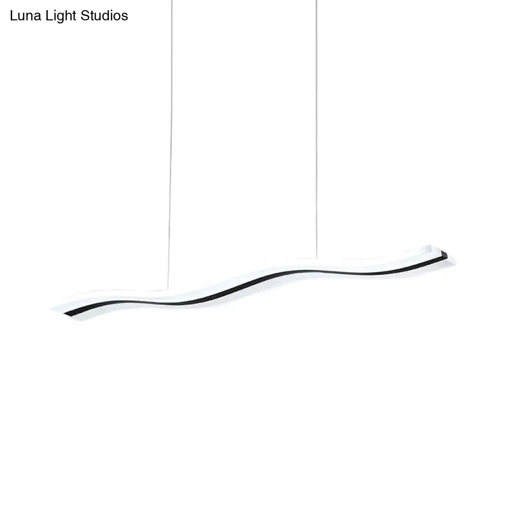 Waveform Drop Pendant Acrylic Led Hanging Light Fixture In Black Warm/White For Office