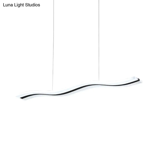 Waveform Drop Pendant Acrylic Led Hanging Light Fixture In Black Warm/White For Office