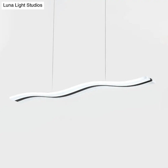 Waveform Drop Pendant Led Hanging Light Fixture In Black With Adjustable Warm/White - Perfect For