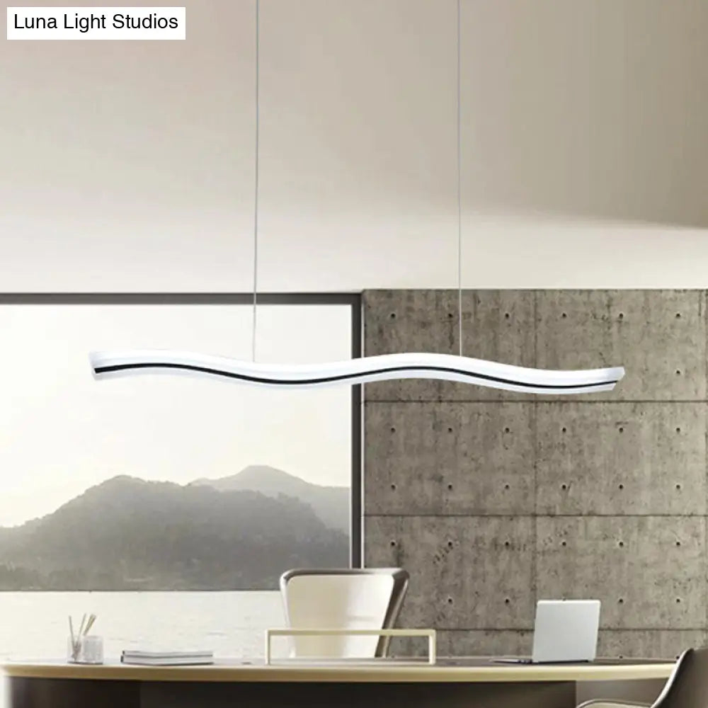 Waveform Drop Pendant Led Hanging Light Fixture In Black With Adjustable Warm/White - Perfect For