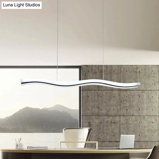 Waveform Drop Pendant Led Hanging Light Fixture In Black With Adjustable Warm/White - Perfect For