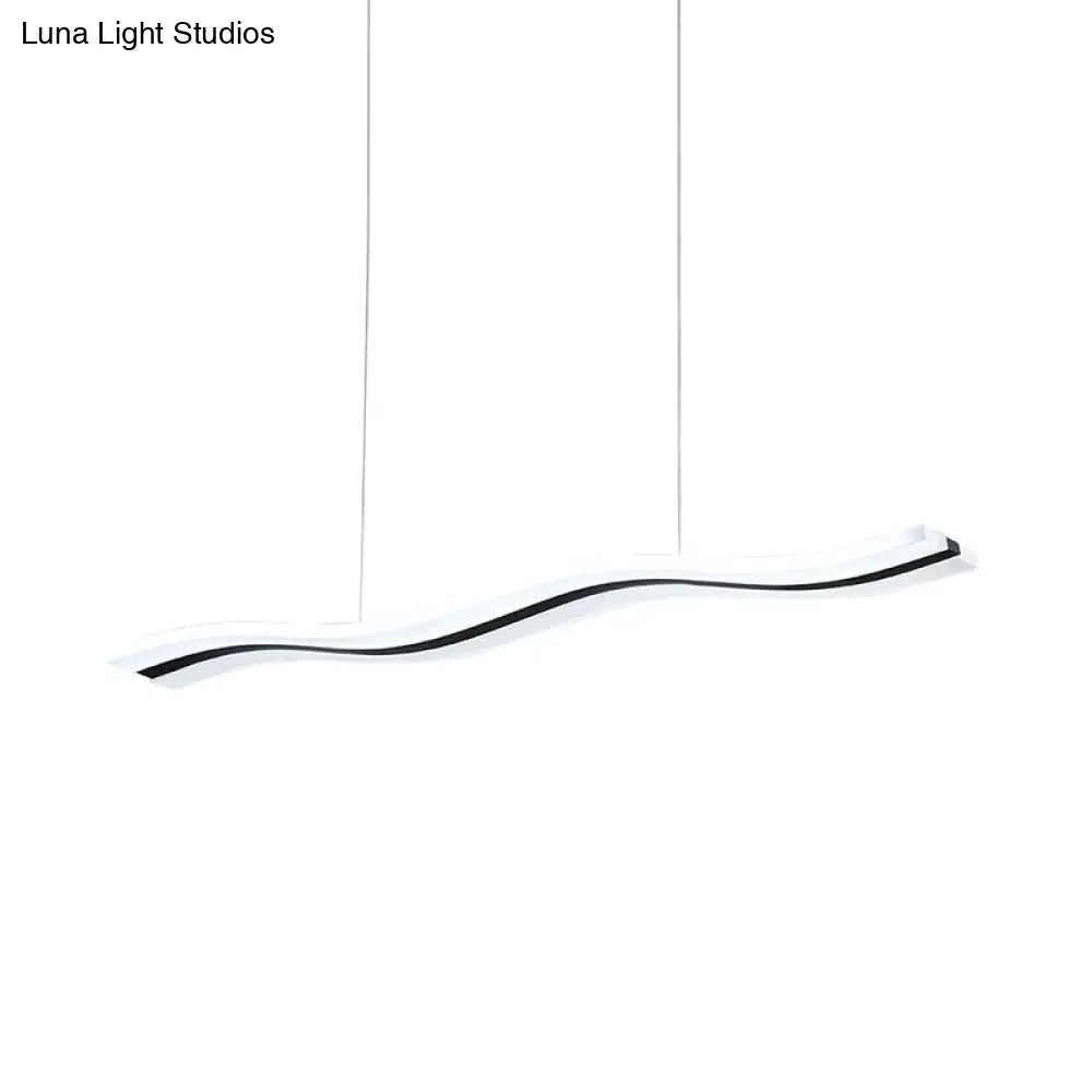 Waveform Drop Pendant Led Hanging Light Fixture In Black With Adjustable Warm/White - Perfect For