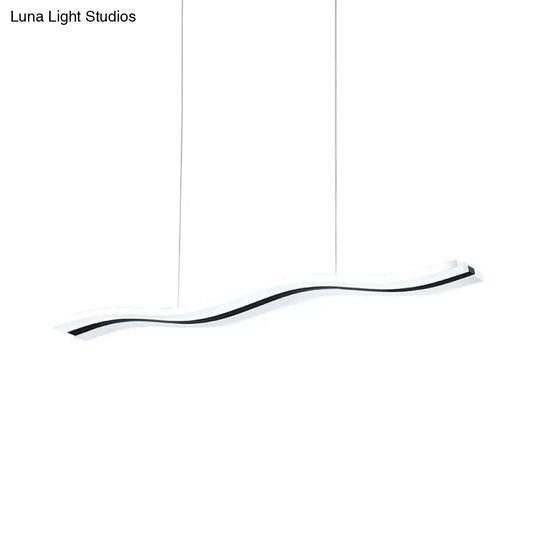 Waveform Drop Pendant Led Hanging Light Fixture In Black With Adjustable Warm/White - Perfect For