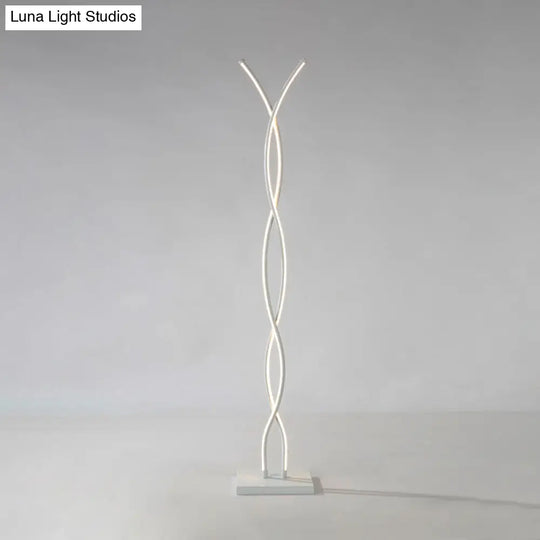 Waving Line Stand Up Lamp: Minimalist Metal Led Floor Reading Light For Study Room (White