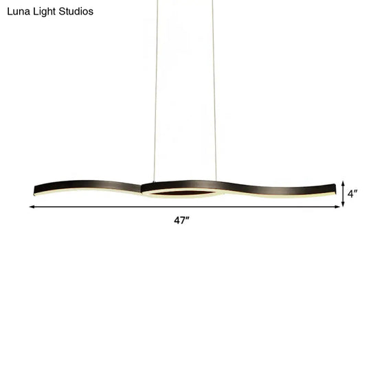 Modern Black Acrylic Wavy Chandelier Led Pendant Light With Warm/White Lighting 39/41 Width