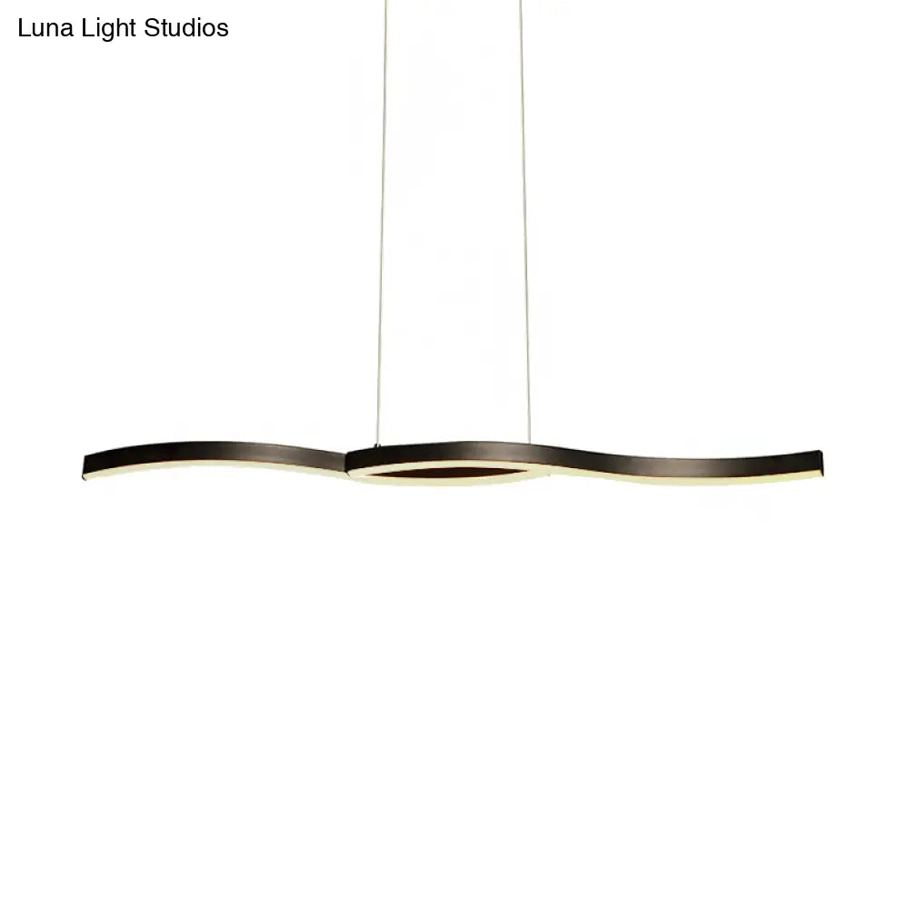 Modern Black Acrylic Wavy Chandelier Led Pendant Light With Warm/White Lighting 39/41 Width