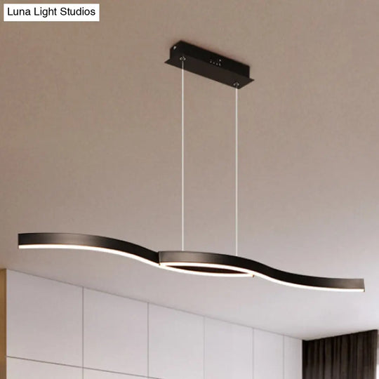 Modern Black Acrylic Wavy Chandelier Led Pendant Light With Warm/White Lighting 39/41 Width / 39