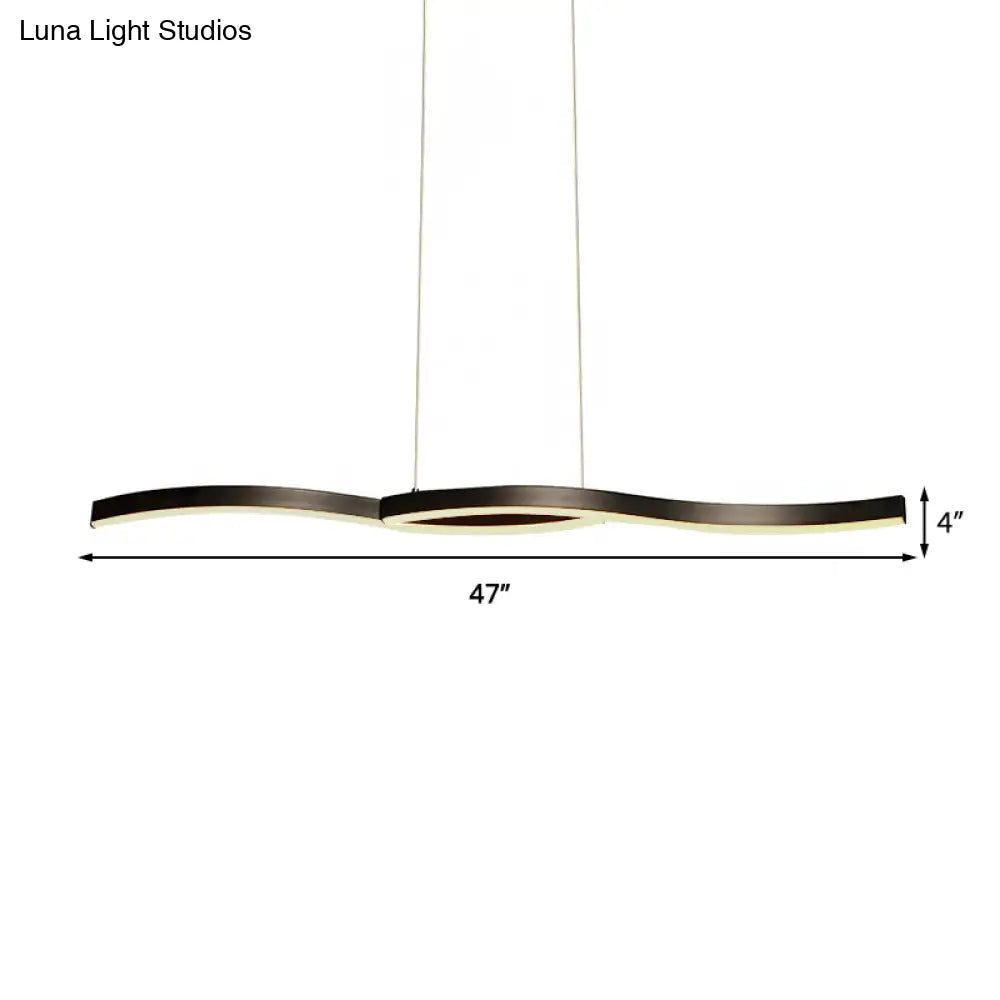 Wavy Acrylic Chandelier Light: Modern Black Led Ceiling Pendant Warm/White Light 39’/41’ W