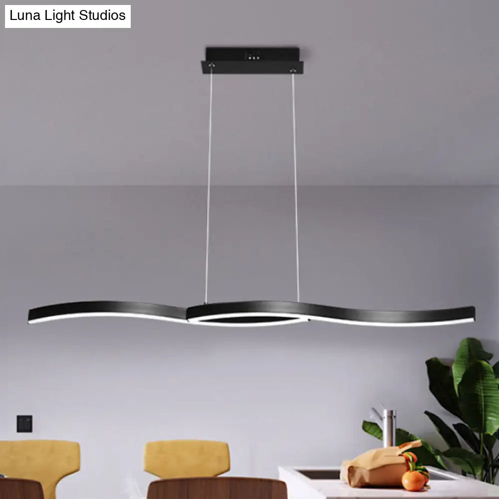 Modern Black Acrylic Wavy Chandelier Led Pendant Light With Warm/White Lighting 39/41 Width