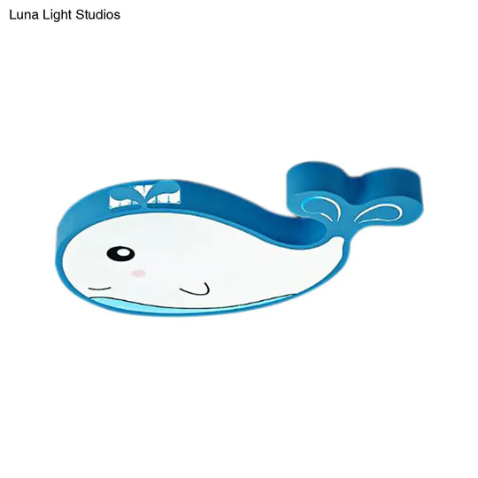 Whale Flush Mount Led Light For Kids’ Bedroom In Blue/Pink