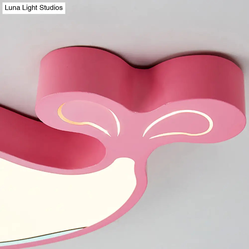 Whale Flush Mount Led Light For Kids’ Bedroom In Blue/Pink