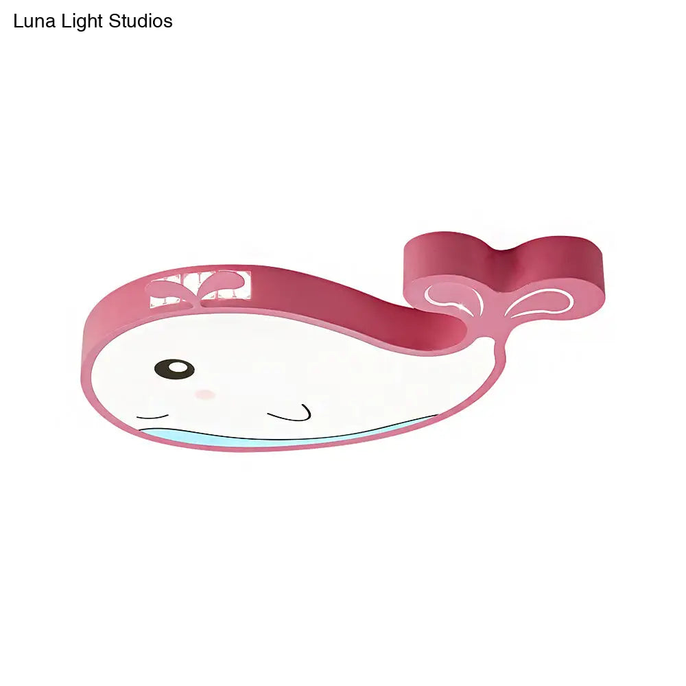 Whale Flush Mount Led Light For Kids Bedroom In Blue/Pink