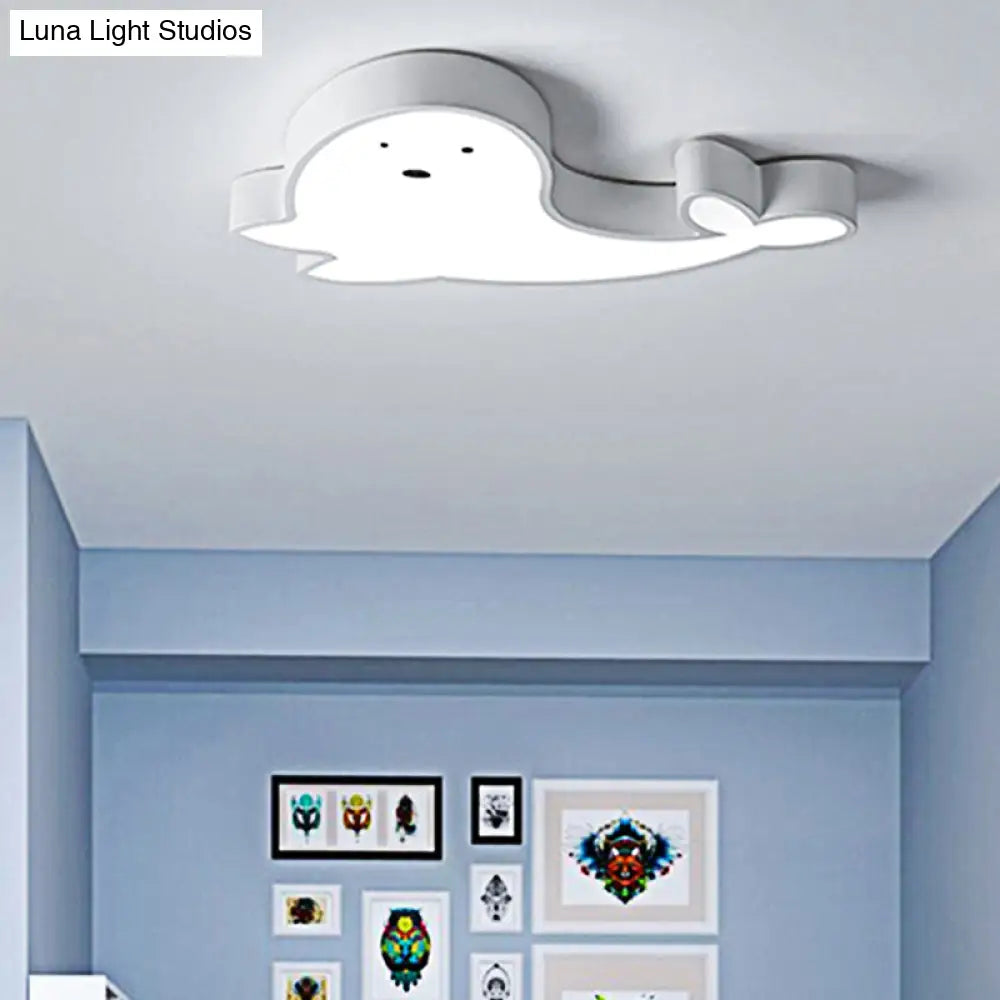 Whimsical Dolphin Led Ceiling Light In White Perfect For Baby Room Décor!