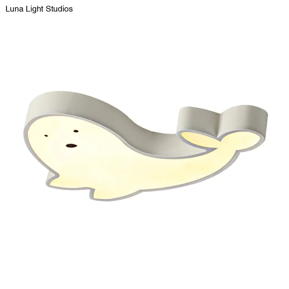 Whimsical Dolphin Led Ceiling Light In White – Perfect For Baby Room Décor!