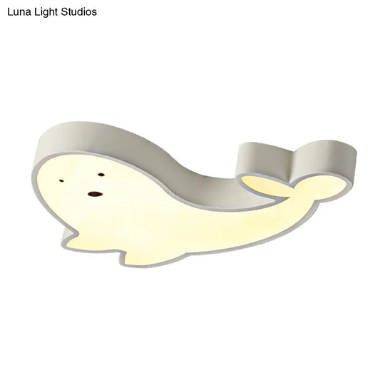 Whimsical Dolphin Led Ceiling Light In White – Perfect For Baby Room Décor!