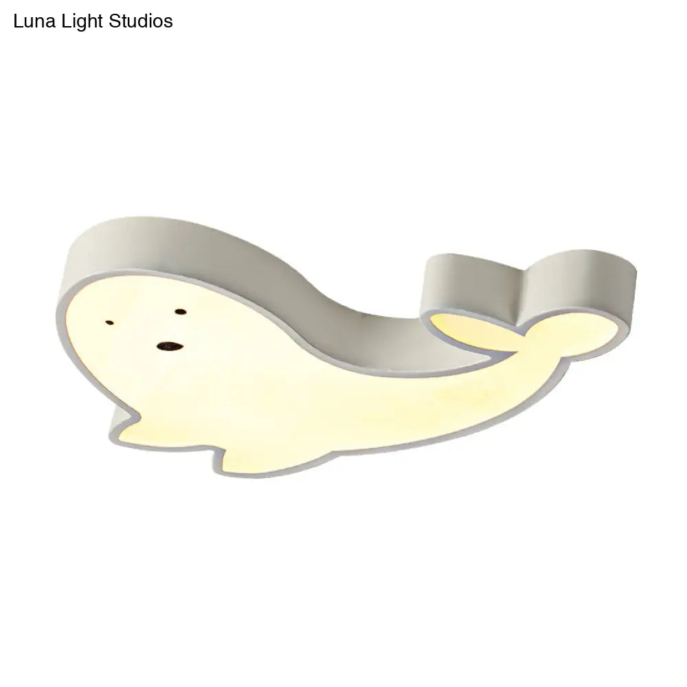 Whimsical Dolphin Led Ceiling Light In White Perfect For Baby Room Décor!