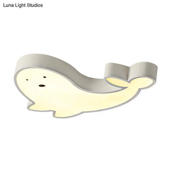 Whimsical Dolphin Led Ceiling Light In White Perfect For Baby Room Décor!