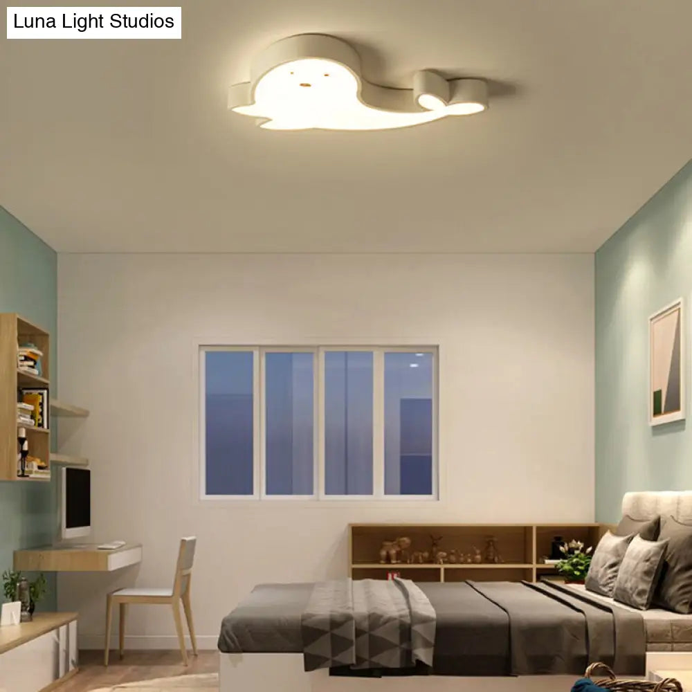 Whimsical Dolphin Led Ceiling Light In White Perfect For Baby Room Décor! / Warm