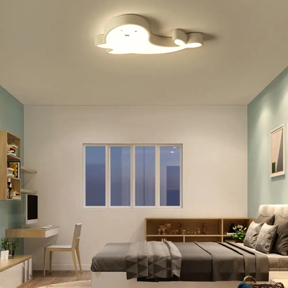 Whimsical Dolphin Led Ceiling Light In White – Perfect For Baby Room Décor! / Warm