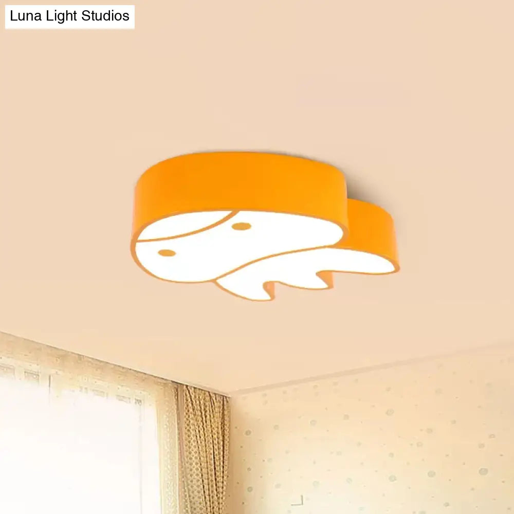 Whimsical Jellyfish Flush Ceiling Light For Kids’ Bedchamber - Led Acrylic Mount Lighting In