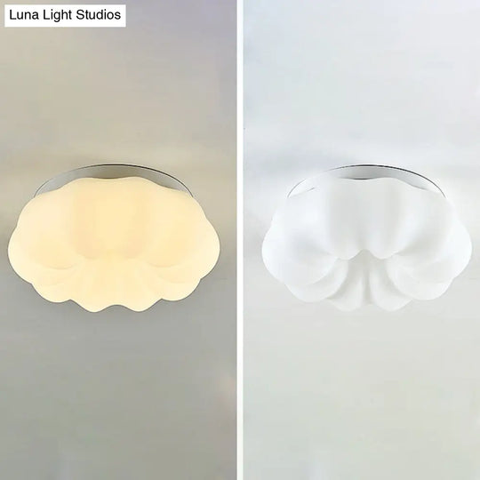 Whimsical Kids’ Room Illumination: Led Plastic Cloud Flush Mount Ceiling Light In White