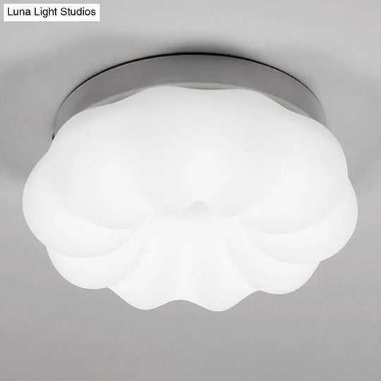 Whimsical Kids Room Illumination: Led Plastic Cloud Flush Mount Ceiling Light In White / 12