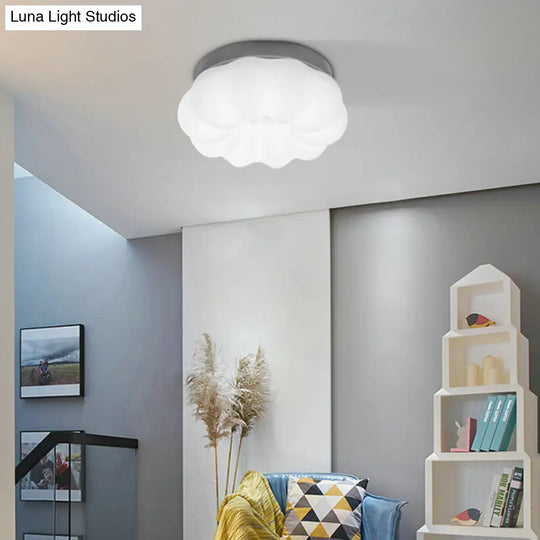 Whimsical Kids Room Illumination: Led Plastic Cloud Flush Mount Ceiling Light In White